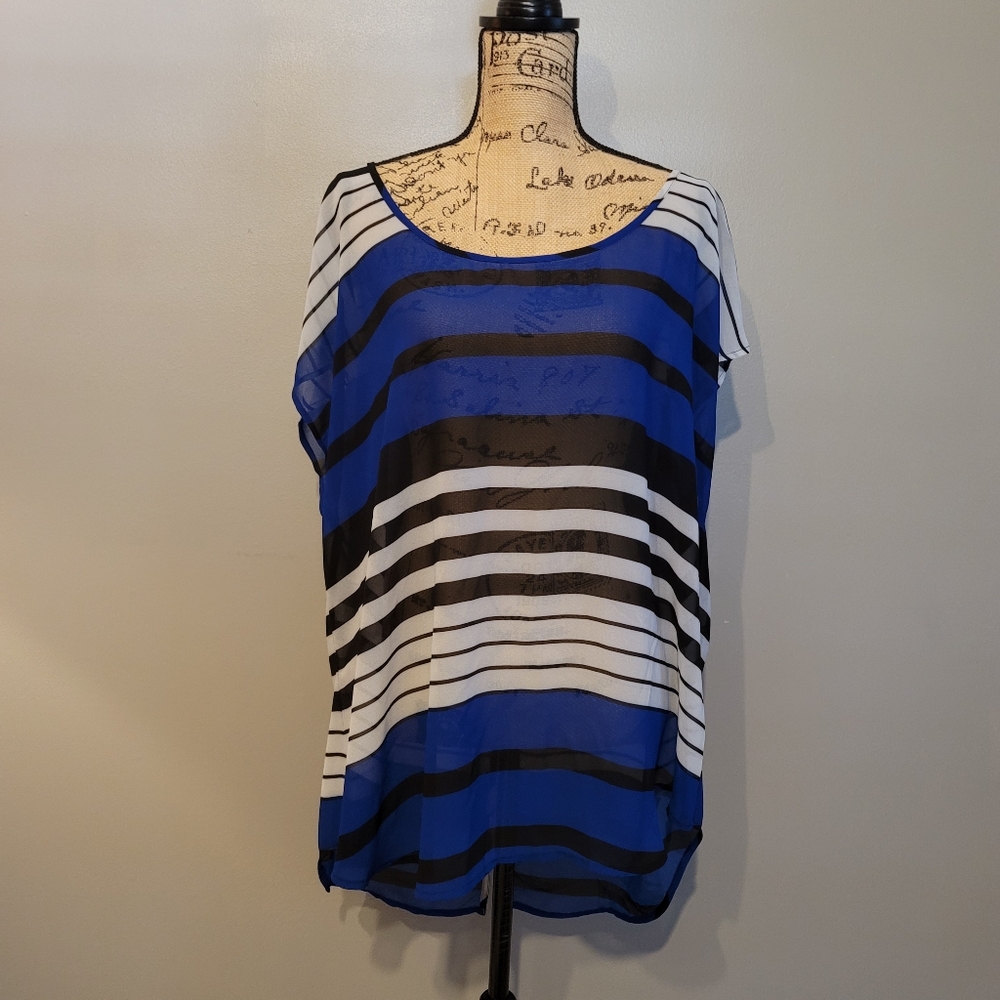 Torrid Button Back Chiffon Top Blue